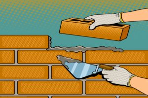 laying foundation, building brick wall illustration